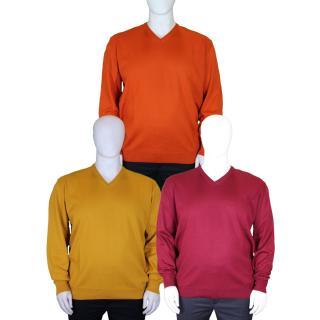 Mattia Sarti sweater V-neck pullover plus size man article MS02 yellow orange burgundy