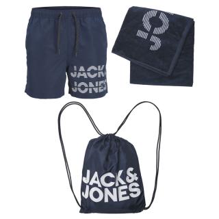 Jack & Jones complete beach boxer + beach towel + backpack plus size man 12240742 blue