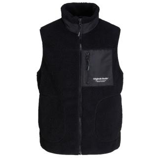 Jack & Jones men's plus size fleece vest 12247391 black