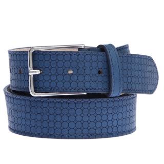 Maxfort. Men's long leather belt with steel buckle. Article 1821 blue
