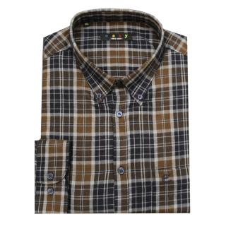 Maxfort Easy men's plus size moleskin shirt art. 2366-05 blue/brown