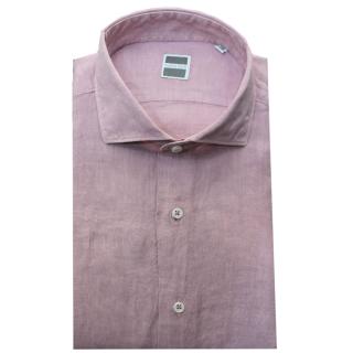 Mattia Sarti plus size pure linen shirt for men Venezia 24 pink