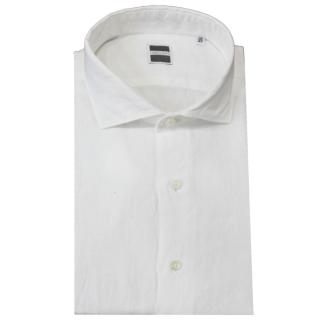Mattia Sarti plus size pure linen shirt for men Venezia 24 white