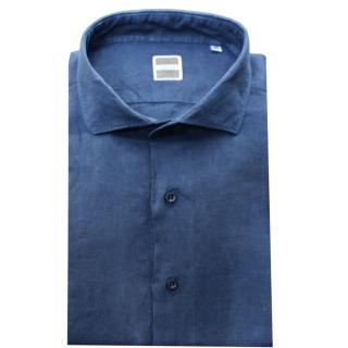 Mattia Sarti plus size pure linen shirt for men Venezia 24 blue
