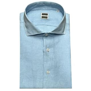 Mattia Sarti plus size pure linen shirt for men Venezia 24 blue light