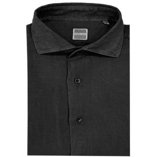 Mattia Sarti plus size pure linen shirt for men Venezia 24 black