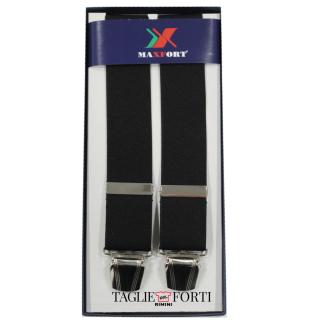 Maxfort. Elastic suspender with clip plus size man. Article tinta unita black