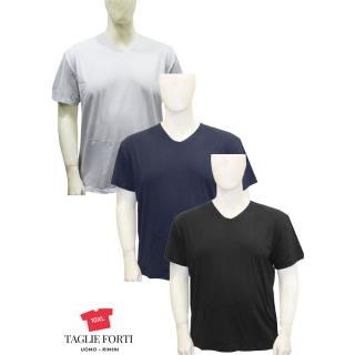 Ditta 20 Nodi.  Men's plus size elastic cotton underwear V-neck t-shirt. Article 9001 blue - white - black