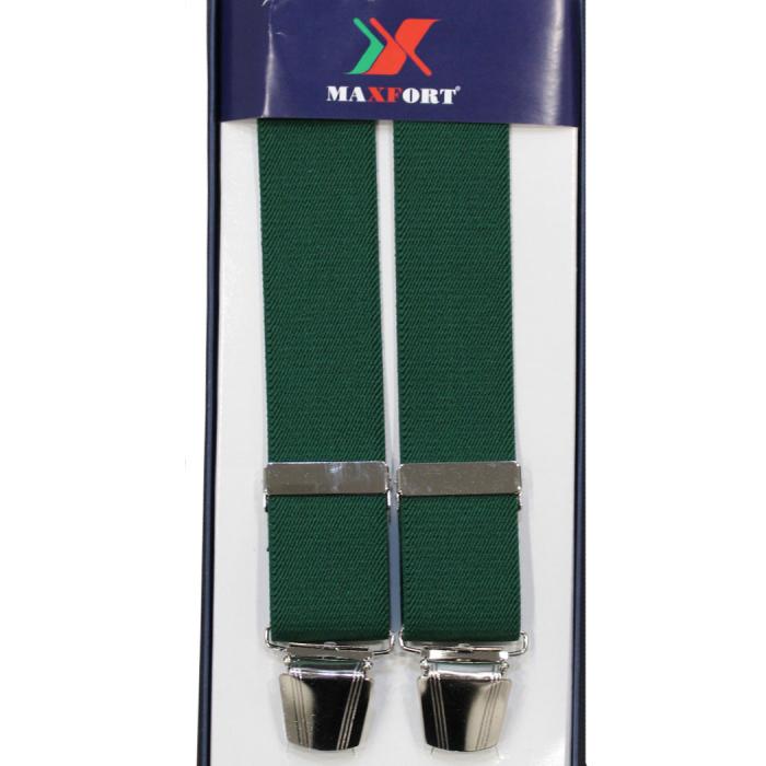 Maxfort. Elastic suspender with clip plus size man. Article tinta unita fores green