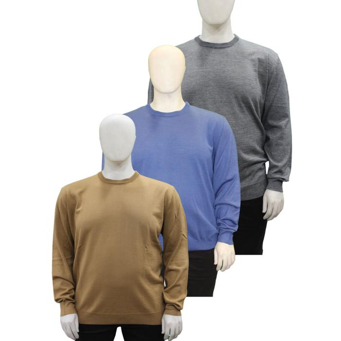 Mattia Sarti men's plus size crewneck sweater article MS01 camel, bluette, gray - photo 4