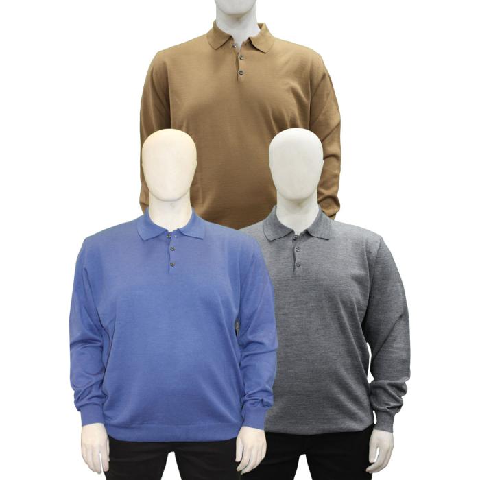 Mattia Sarti men's plus size polo shirt  article MS08  camel, bluette, gray