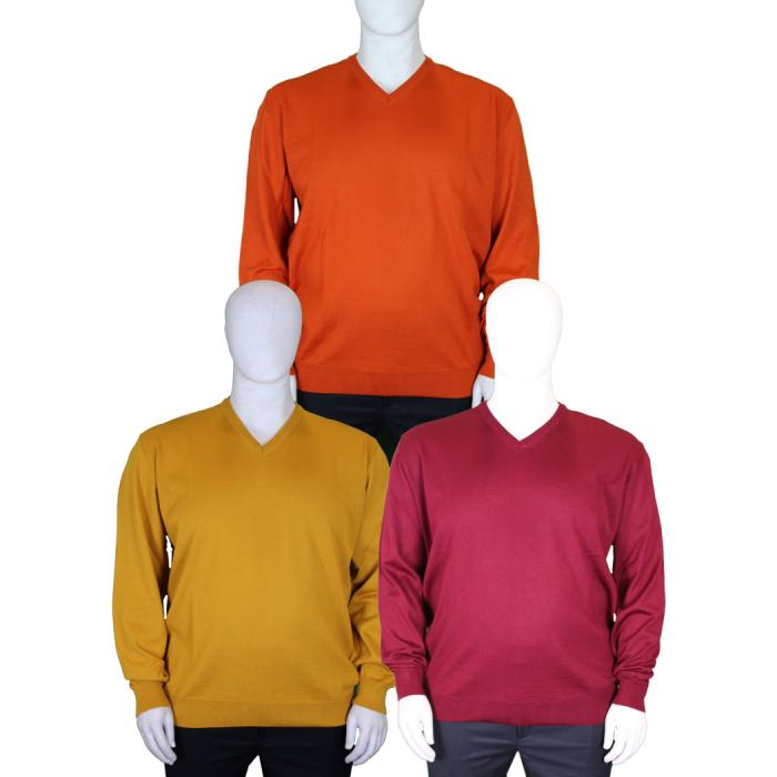 Mattia Sarti sweater V-neck pullover plus size man article MS02 orange - photo 2