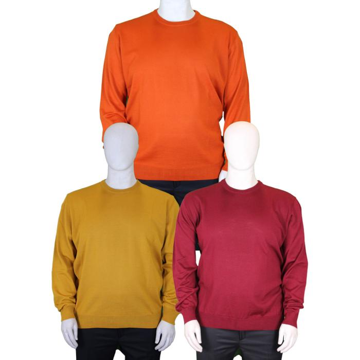 Mattia Sarti men's plus size crewneck sweater article MS01 yellow, orange and burgundy
