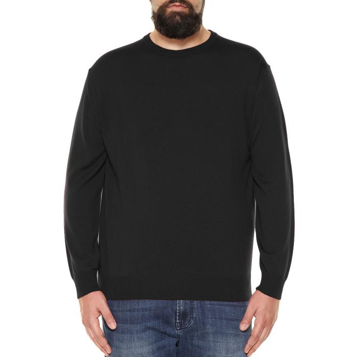 Maxfort pure wool round neck sweater plus size man 5424 blue and black - photo 4