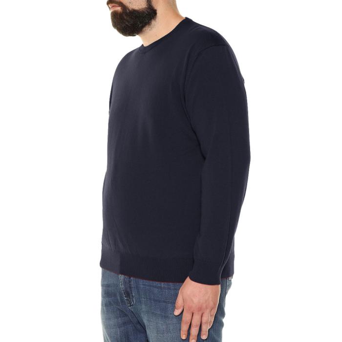 Maxfort pure wool round neck sweater plus size man 5424 blue and black - photo 2