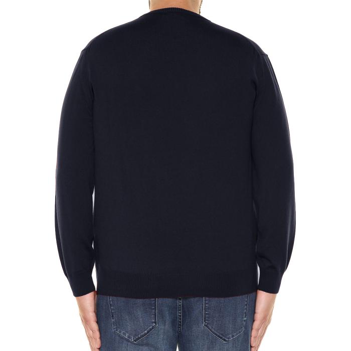Maxfort pure wool round neck sweater plus size man 5424 blue and black - photo 3