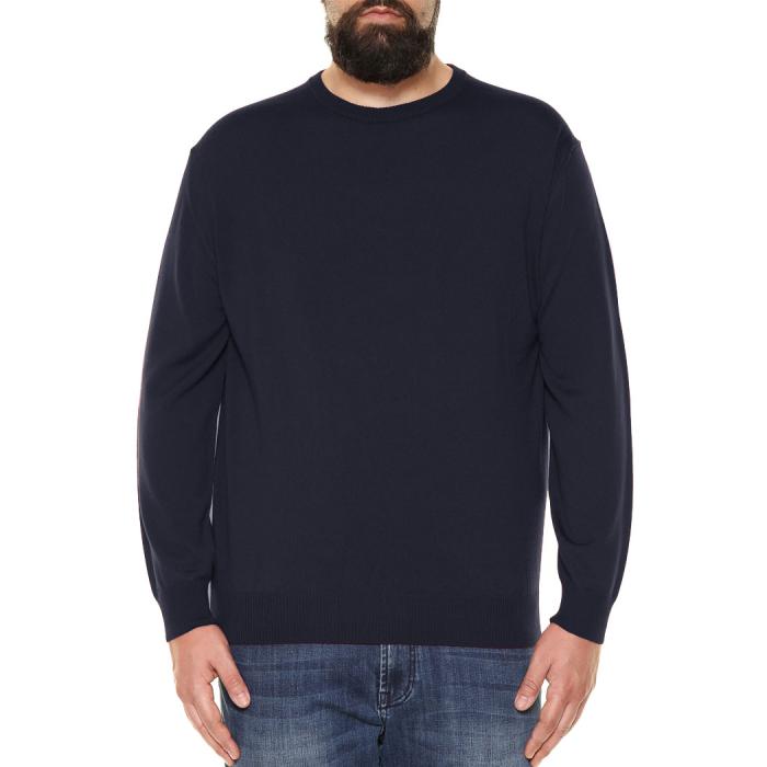 Maxfort pure wool round neck sweater plus size man 5424 blue and black - photo 1