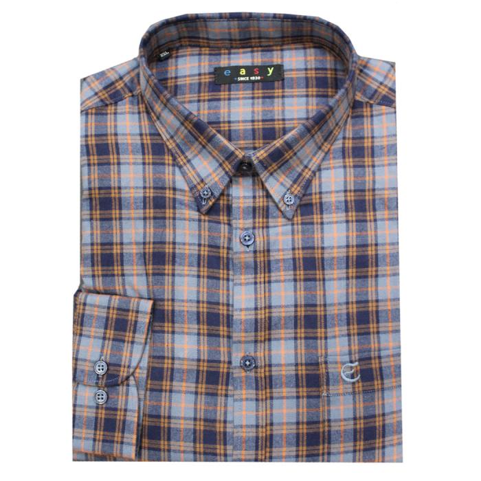 Maxfort Easy men's plus size moleskin shirt art. 2366-15 blue/orange