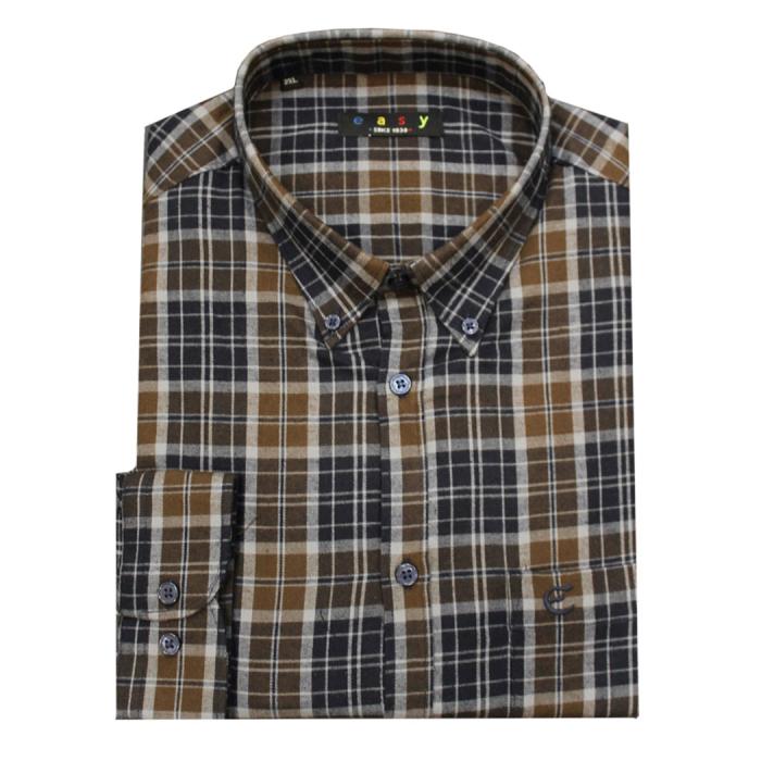 Maxfort Easy men's plus size moleskin shirt art. 2366-05 blue/brown