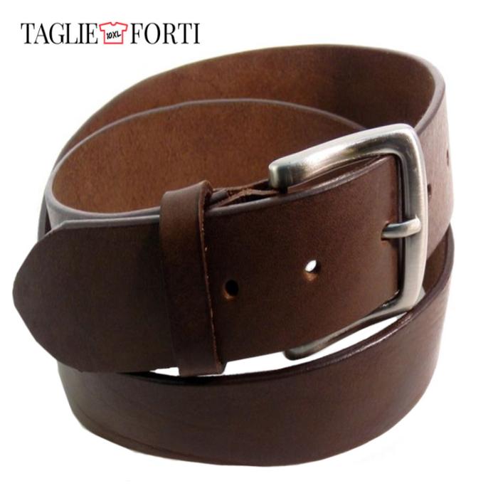 Maxfort. Men's long leather belt with steel buckle. Article cuoio cognac